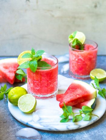 watermelon slushie with mint and limee